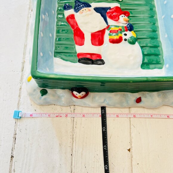 Elements Christmas Chip & Dip Santa, Snowman, Penguin Snow Ceramic Serving Dish - Picture 9 of 10